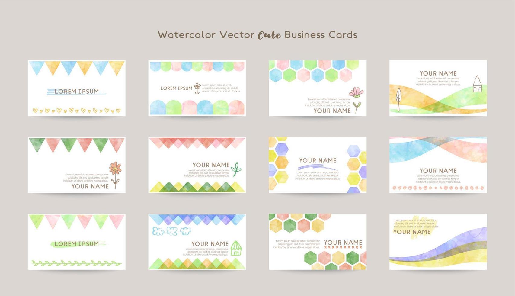 watercolor vector cute business cards