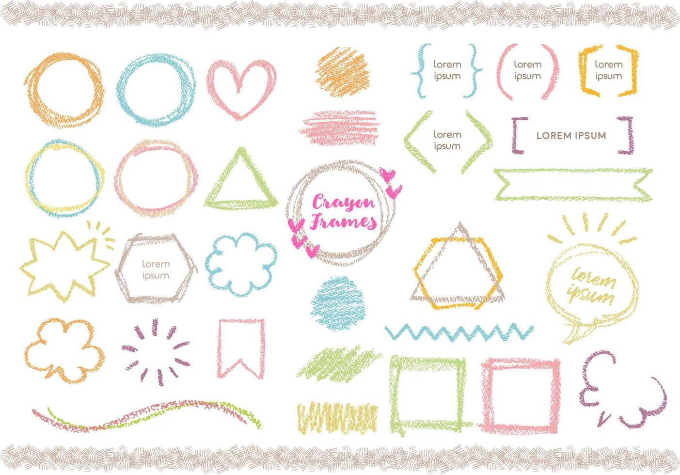 hand drawn vector crayon frames