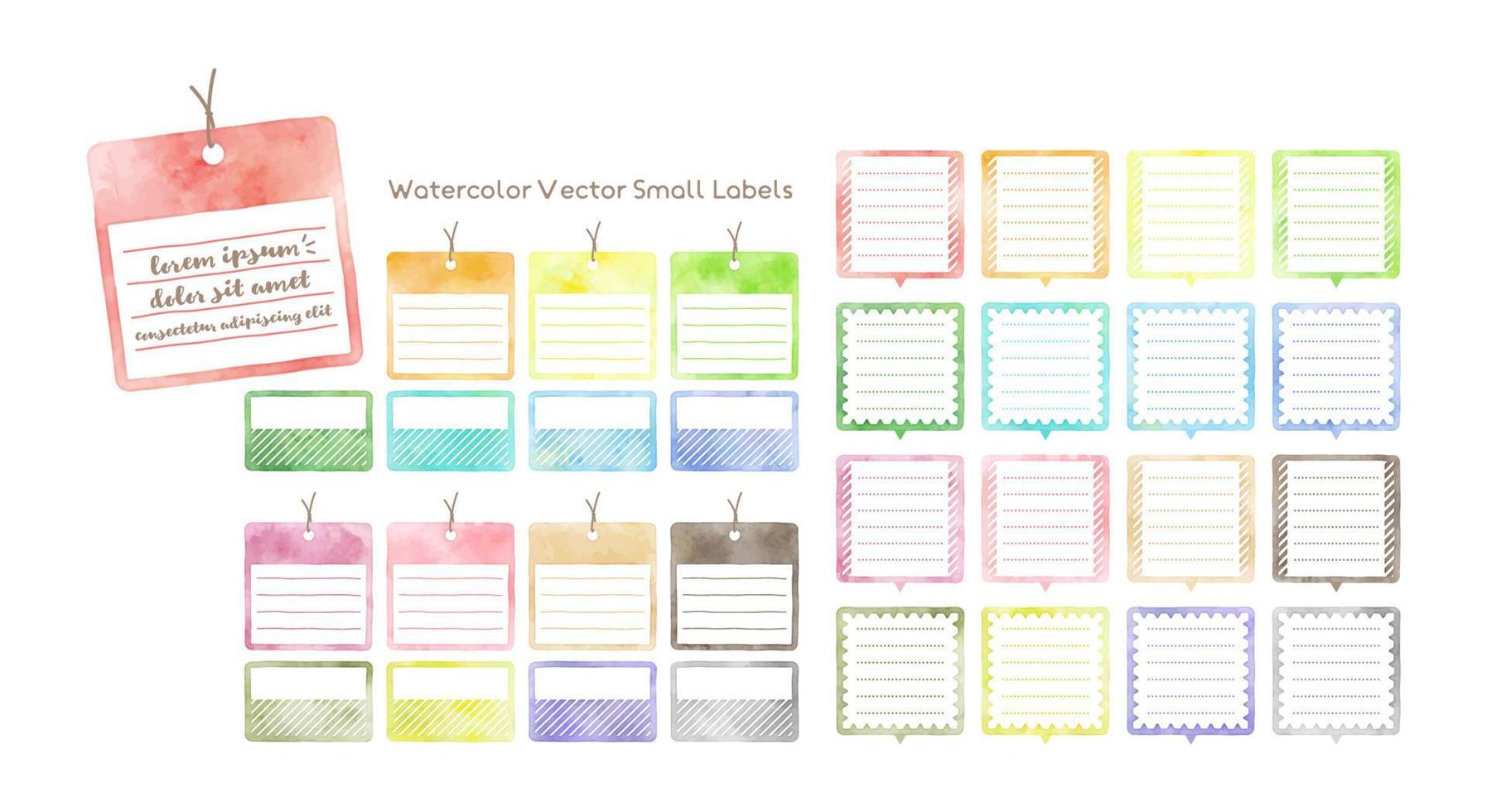 colorful watercolor vector small labels