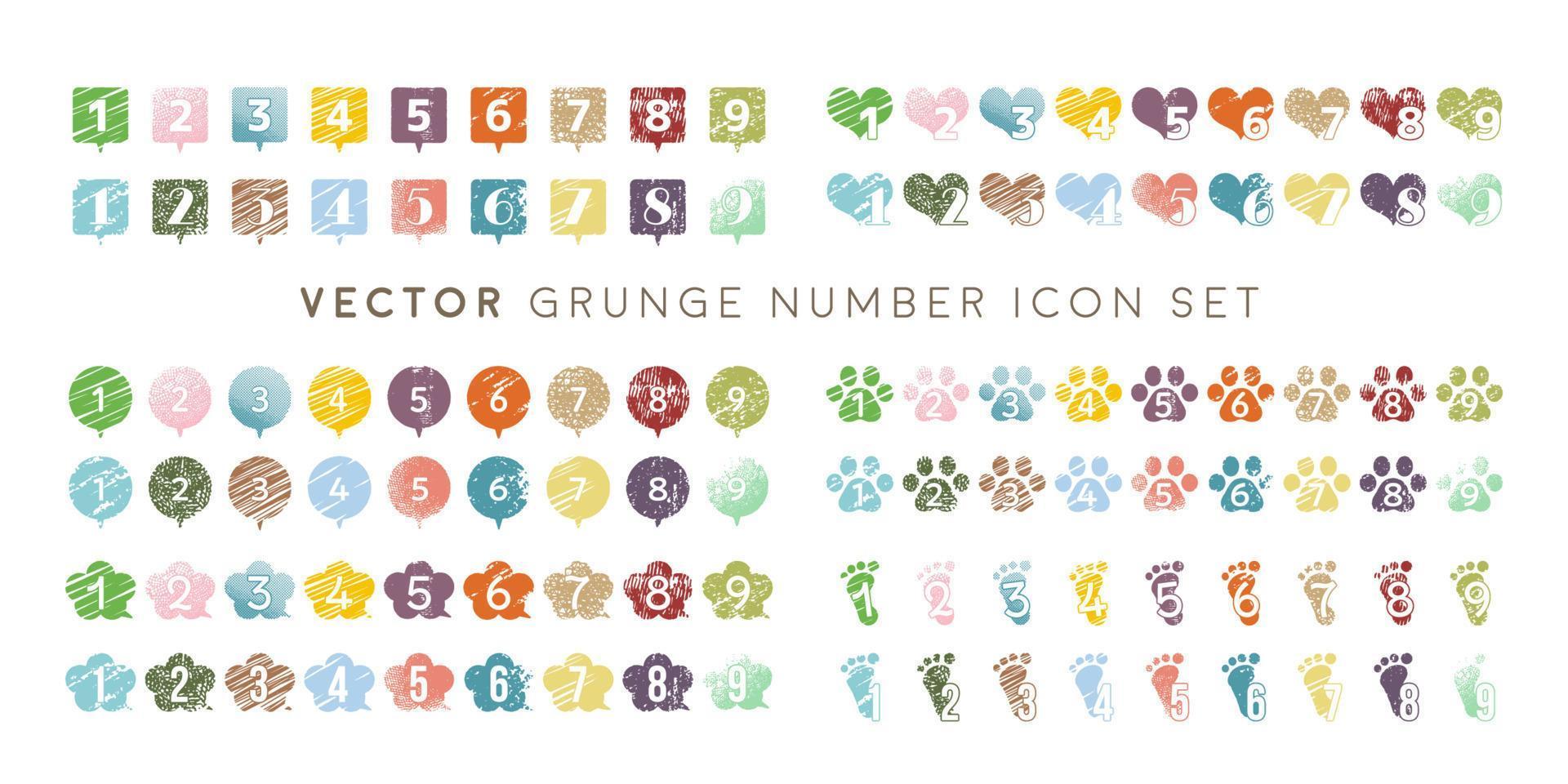 watercolor vector colorful numbers set