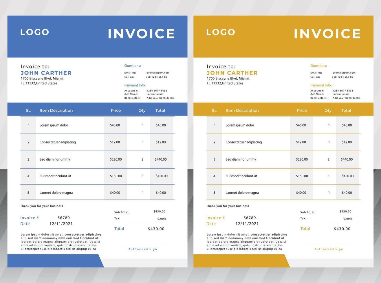Invoice Design template vector