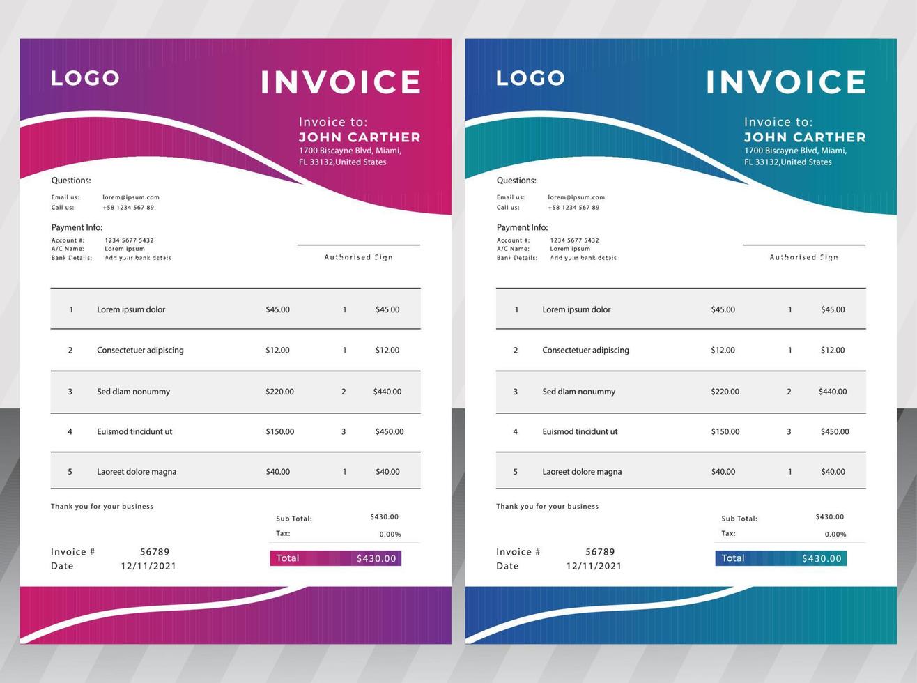 Invoice Design template vector