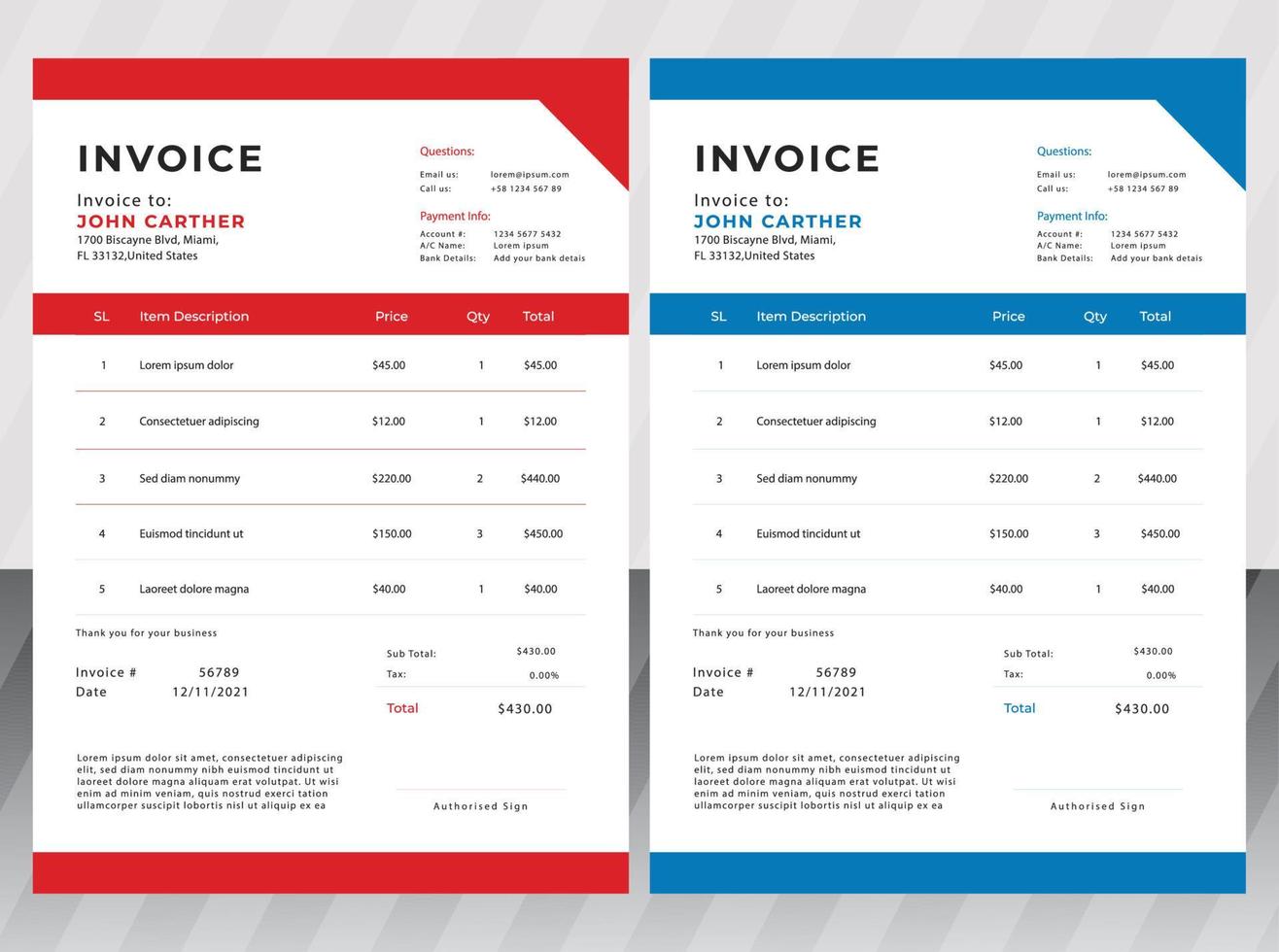 Invoice Design template vector