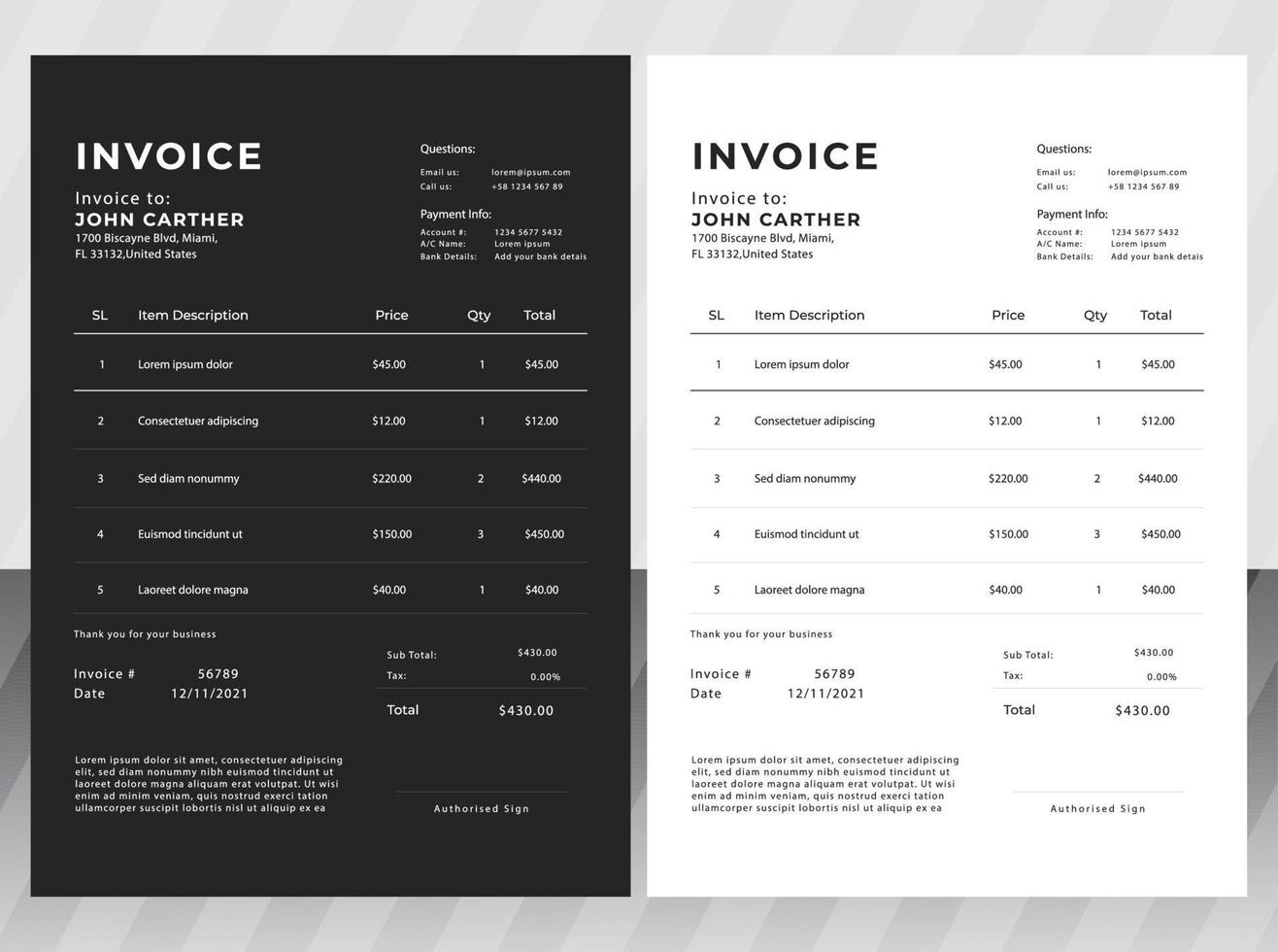 Invoice Design template vector