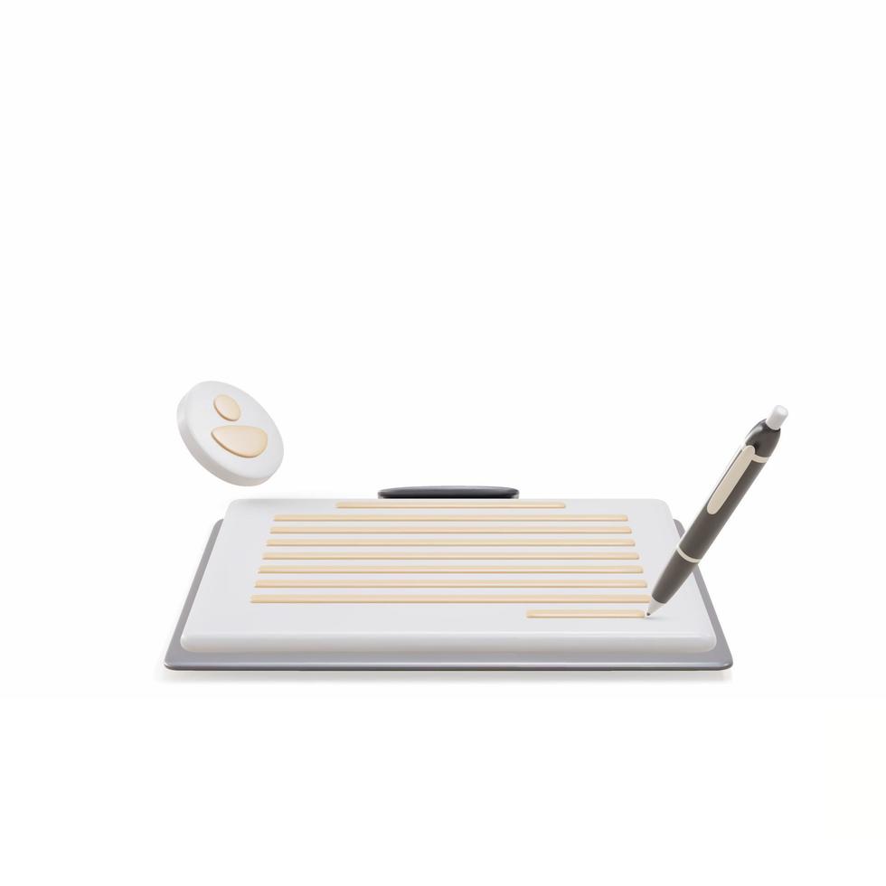3d Copywriting, writing icon. Document and gold pens. Vector illustration.
