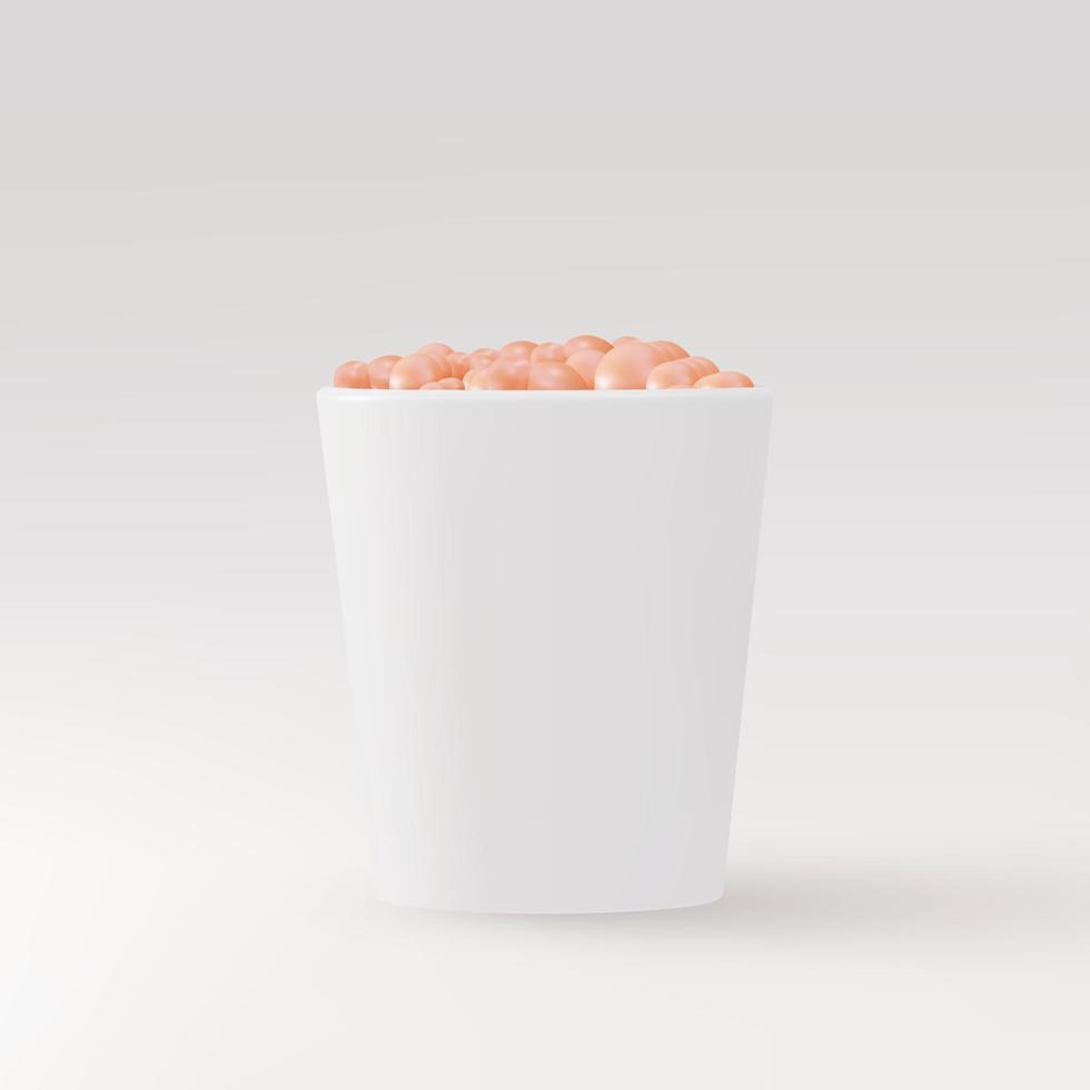 3d realistic snacks disposable cup on a grey  background. Vector illustration.