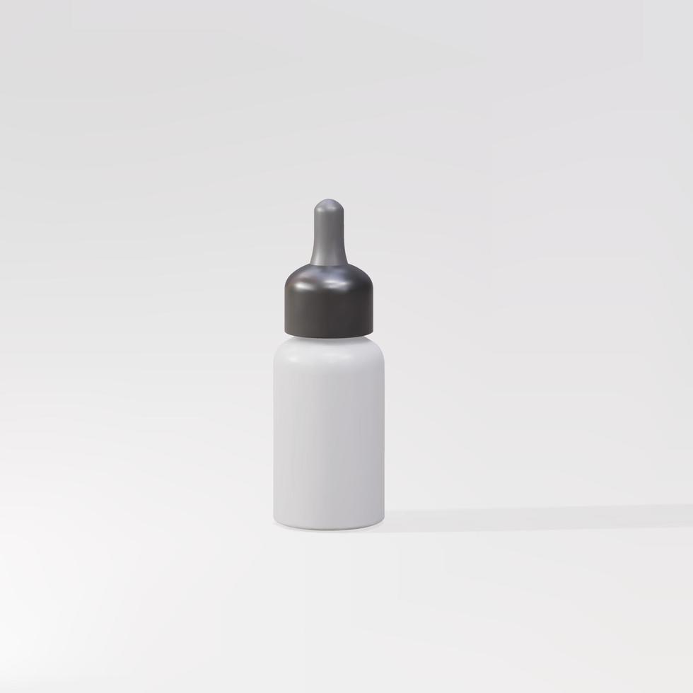 Botellas 3d con e-líquido para vape sobre un fondo gris. ilustración vectorial vector