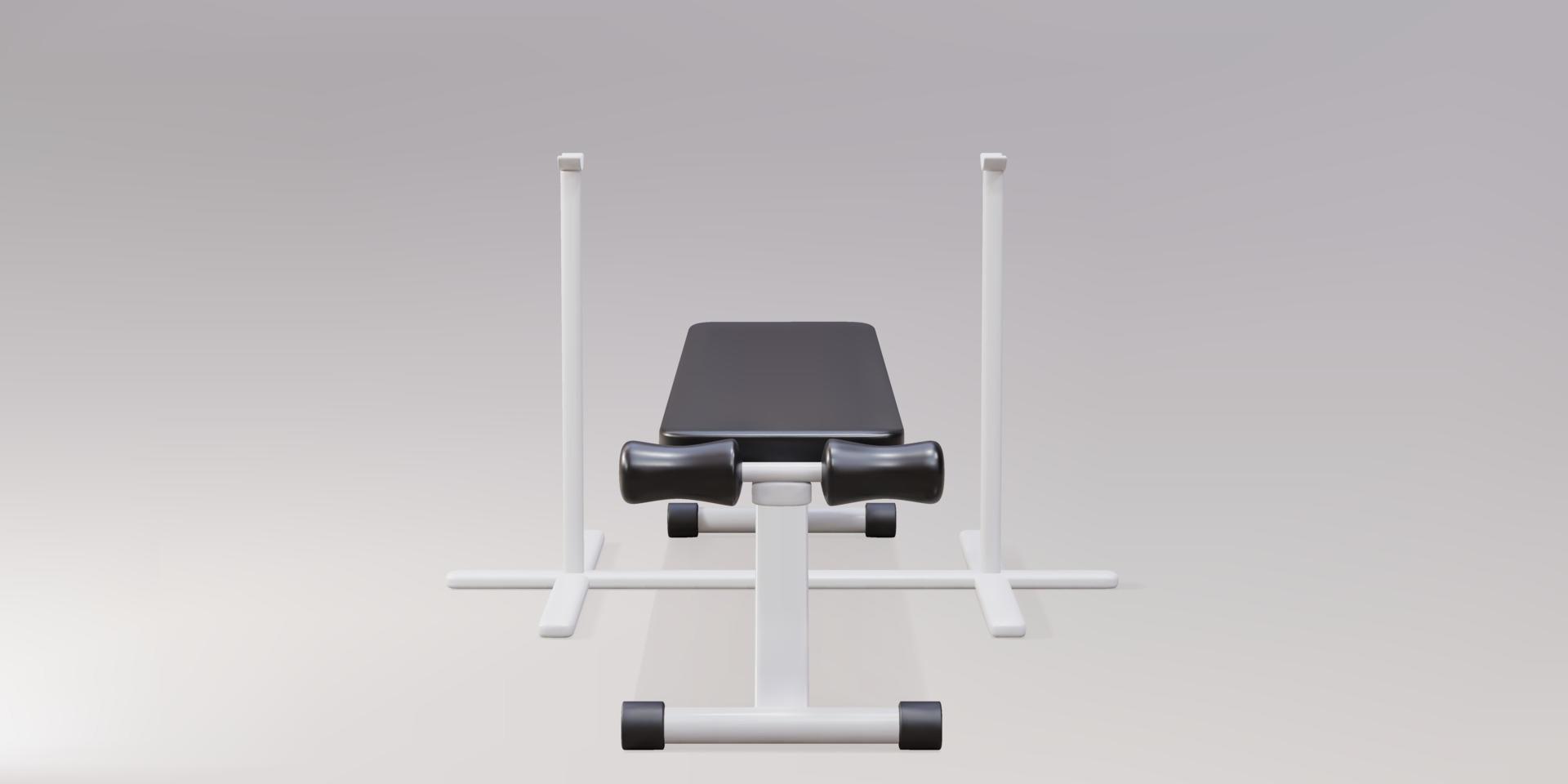 3d realistic gym bench on stand isolated on gray background. Vector illustration.