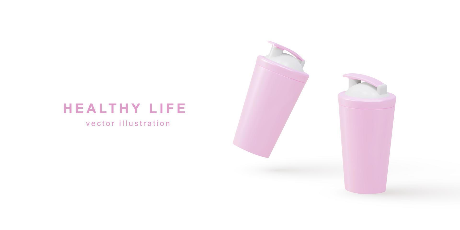 3d realistic  Sports pink shakers isolated for white background. Vector illustration.