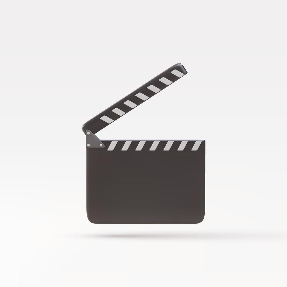 Tablero de claqueta de cine realista en 3d sobre un fondo gris. ilustración vectorial vector