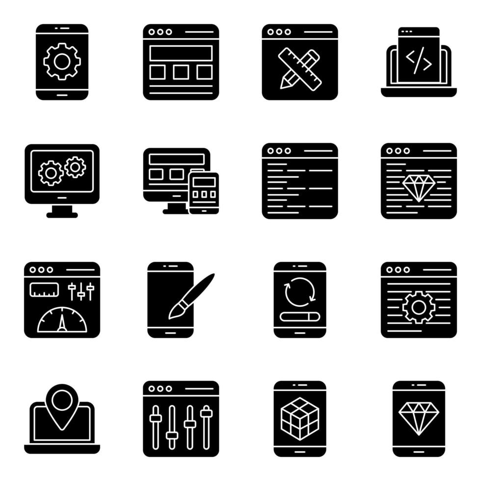 Pack of Web Design Solid Icons vector