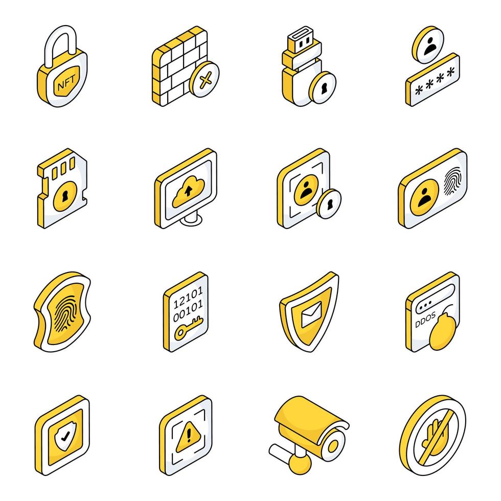 paquete de iconos planos de seguridad y protección vector