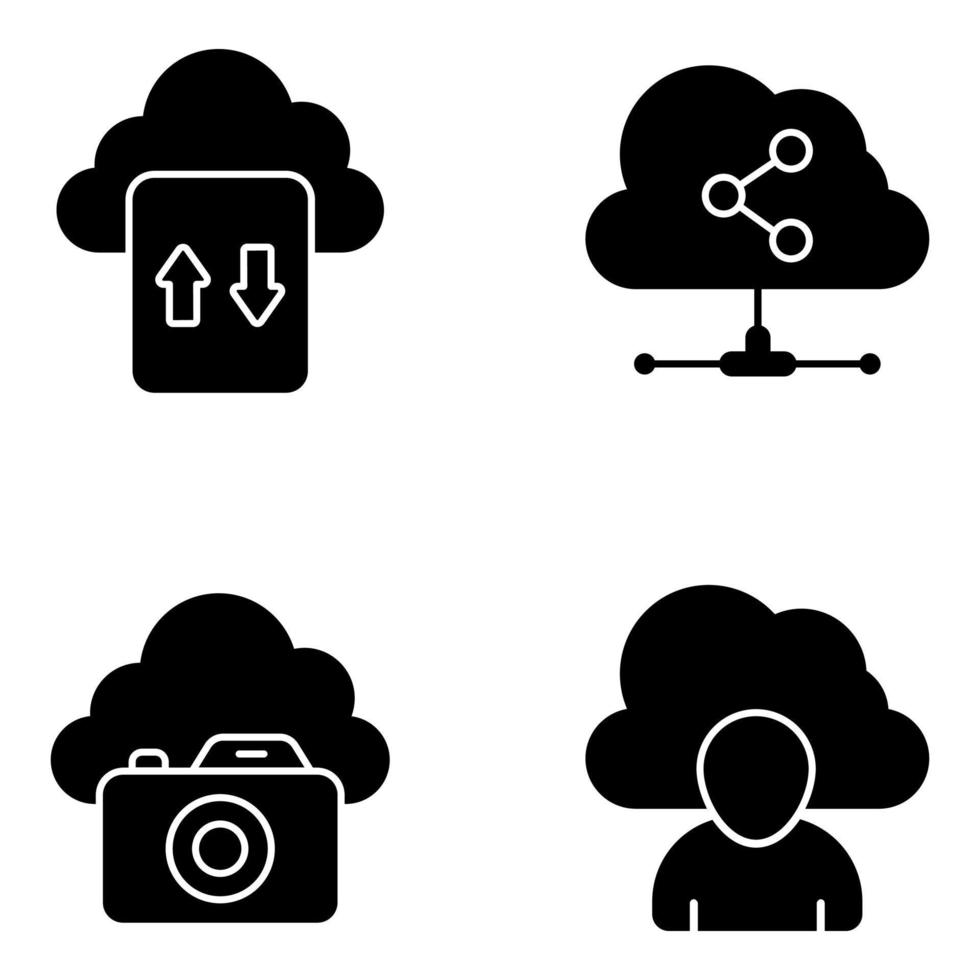 Pack of Cloud Storage Solid Icons vector