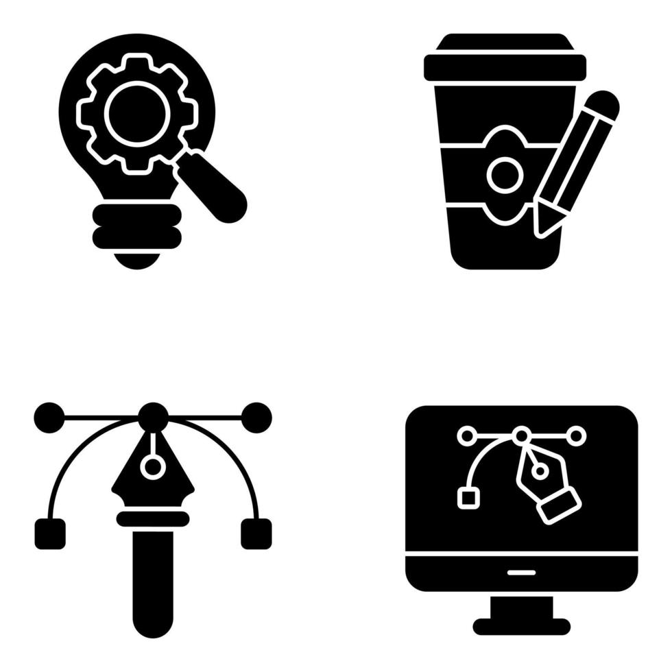 Pack of Content Design and Management Solid Icons vector