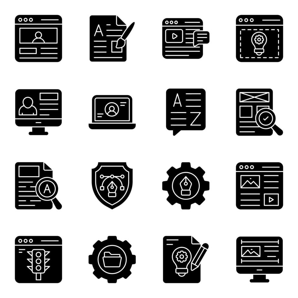 paquete de iconos sólidos de diseño gráfico vector