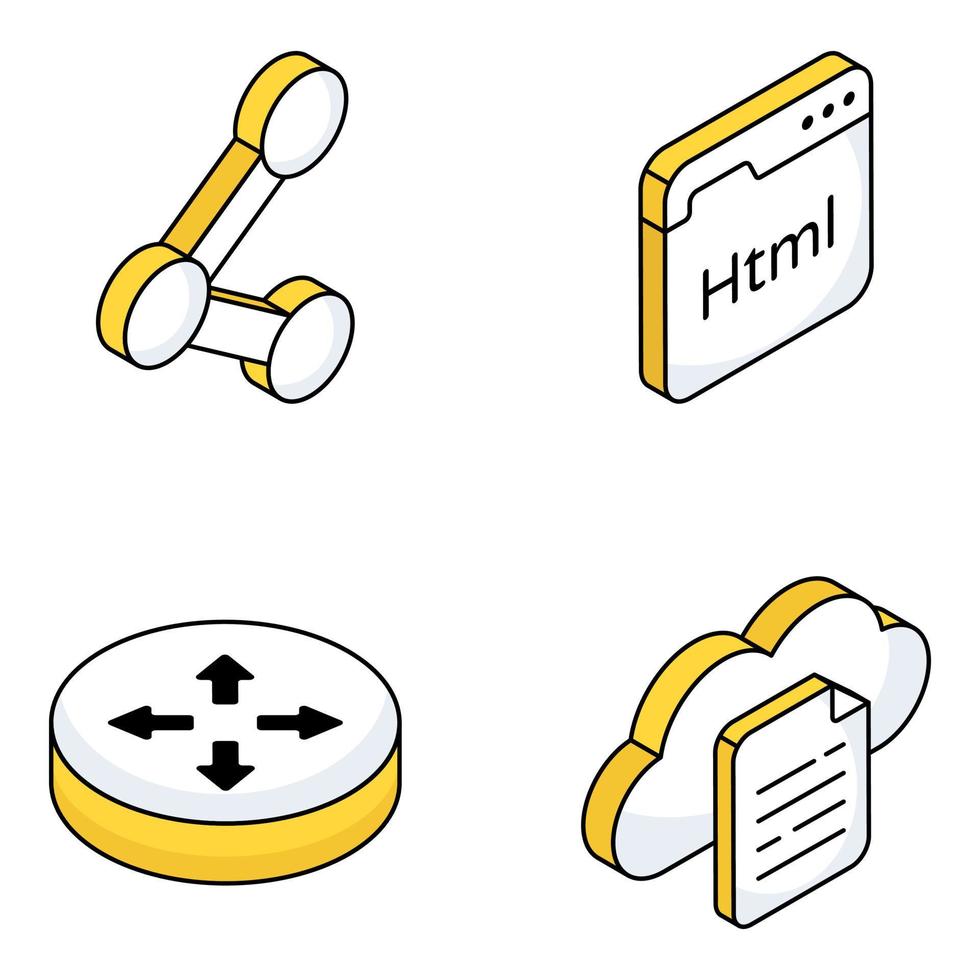 Pack of Cloud Technology and Internet Flat Icons vector