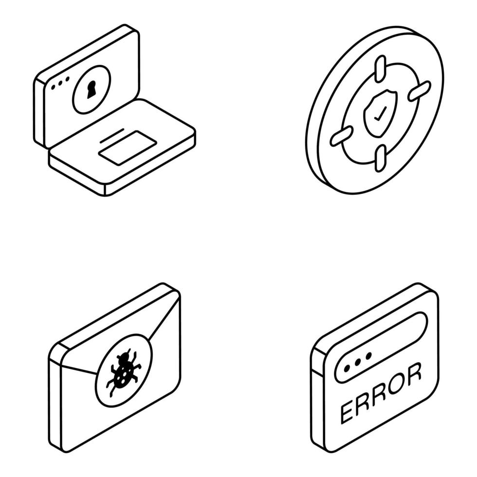 paquete de iconos lineales de cifrado vector