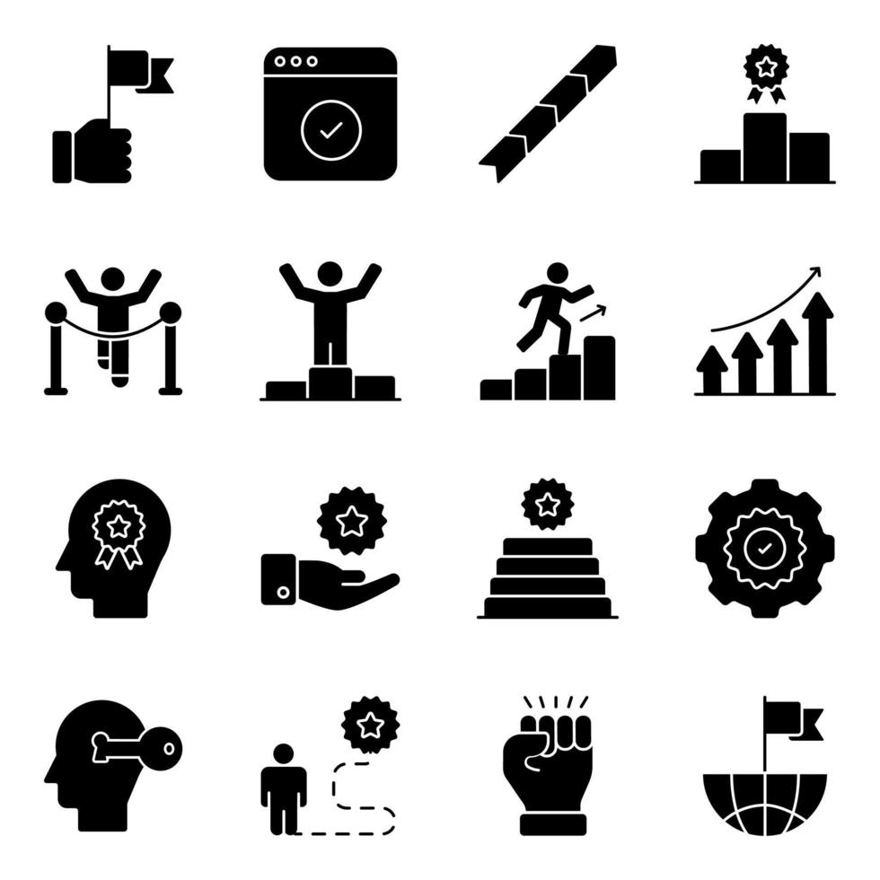 Pack of Achievement Solid Icons vector