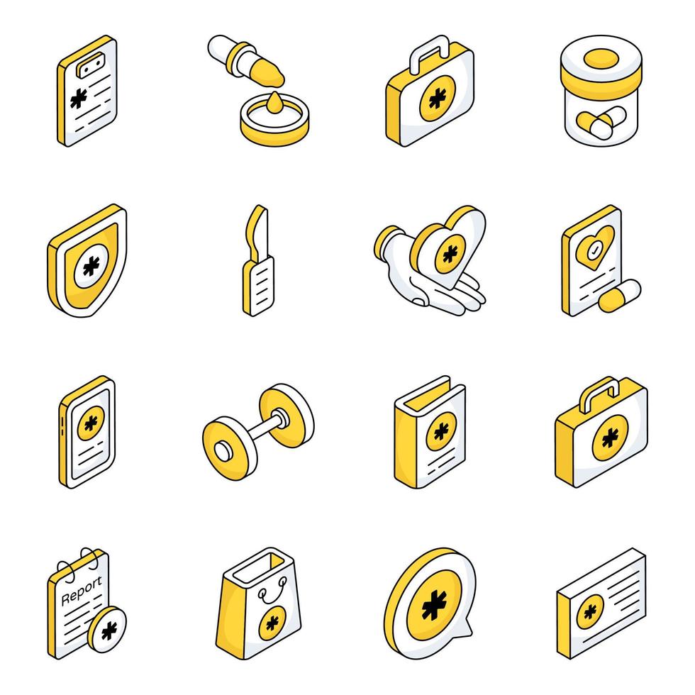 Pack of Medical Flat Icons vector
