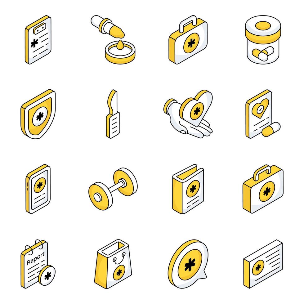 paquete de iconos planos médicos vector