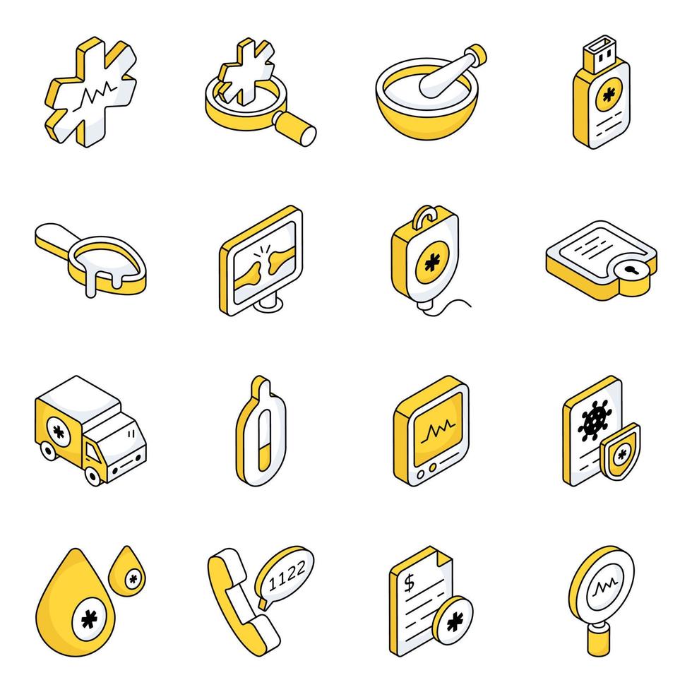 Pack of Science and Medication Flat Icons vector