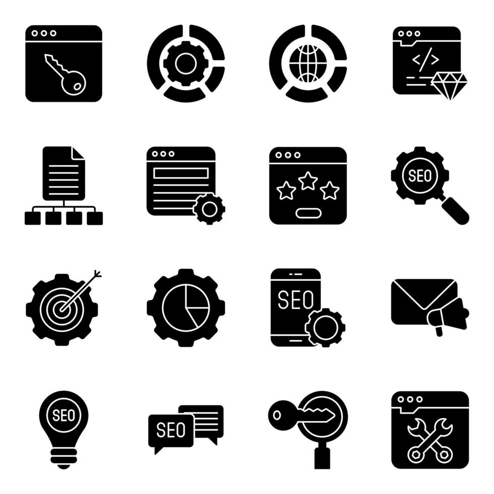 Pack of Web Solid Icons vector