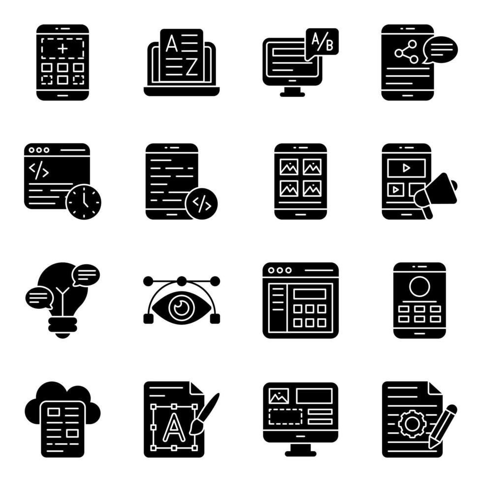 Pack of Content Design Solid Icons vector