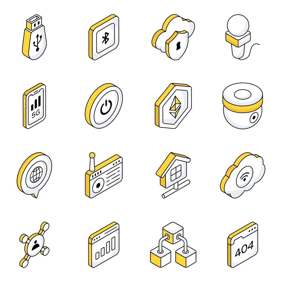 Pack of Cloud Technology Flat Icons vector
