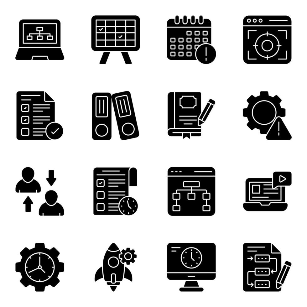 Pack of Setting Solid Icons vector