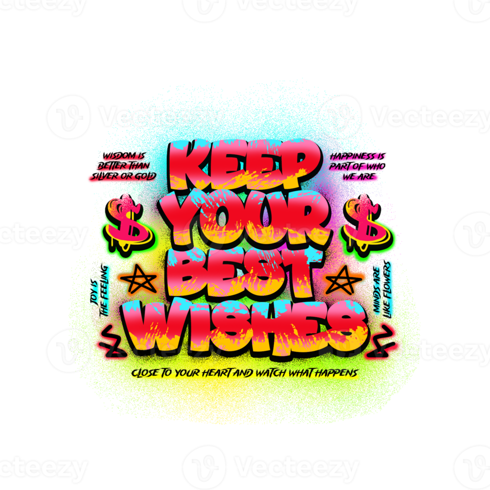 Keep Your Best Wishes Typography Illustration png