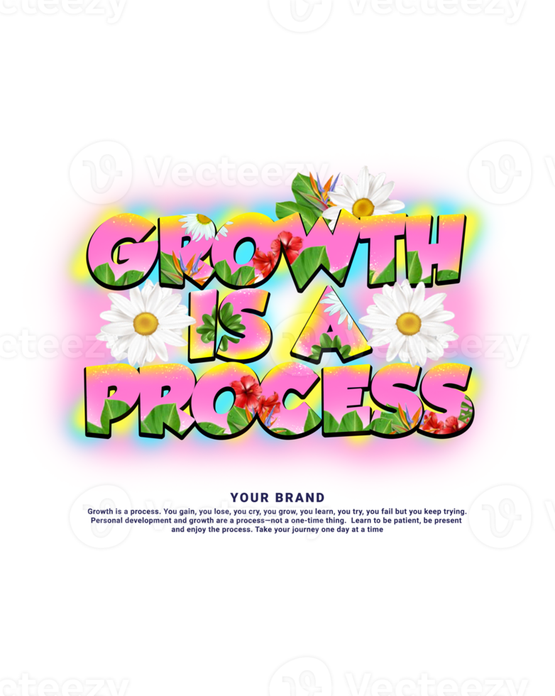 Growth Is A Process Typography Illustration png