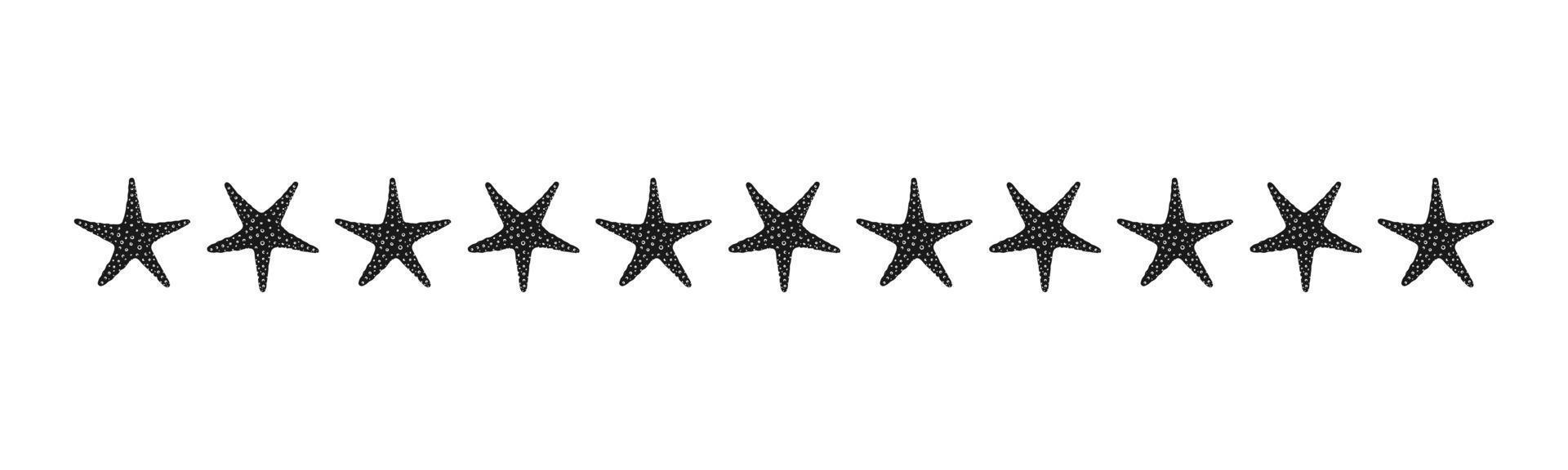 Starfish silhouette border divider. Sea and ocean design template. Vector illustration summer or beach party, advertising design