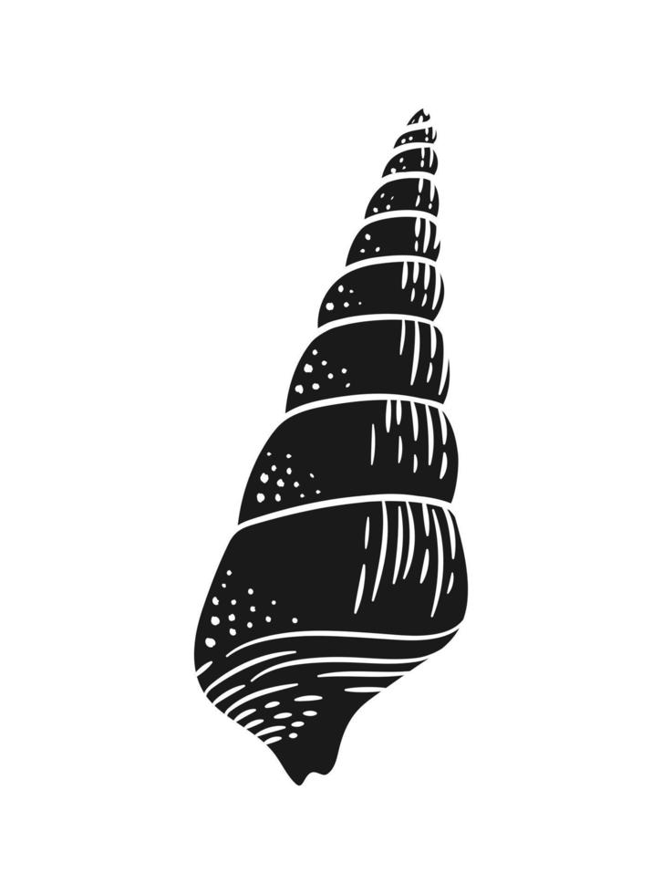 Seashell silhouette vector illustration. Illustrations for menu, seafood restaurant design, resort hotel spa, surf boards, wall art print