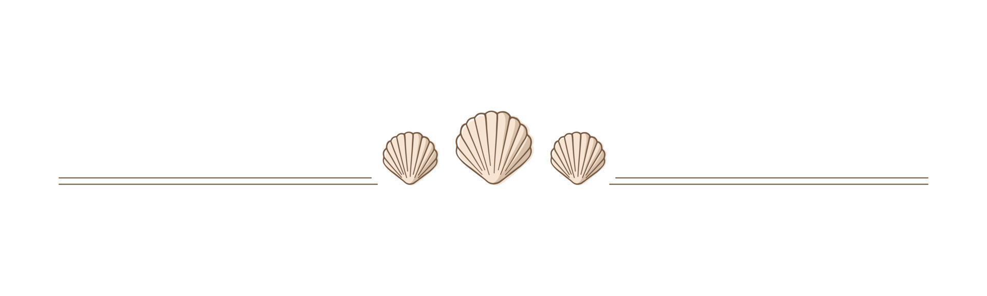 Seashells border divider. Sea and ocean design template. Vector illustration summer or beach party, advertising design
