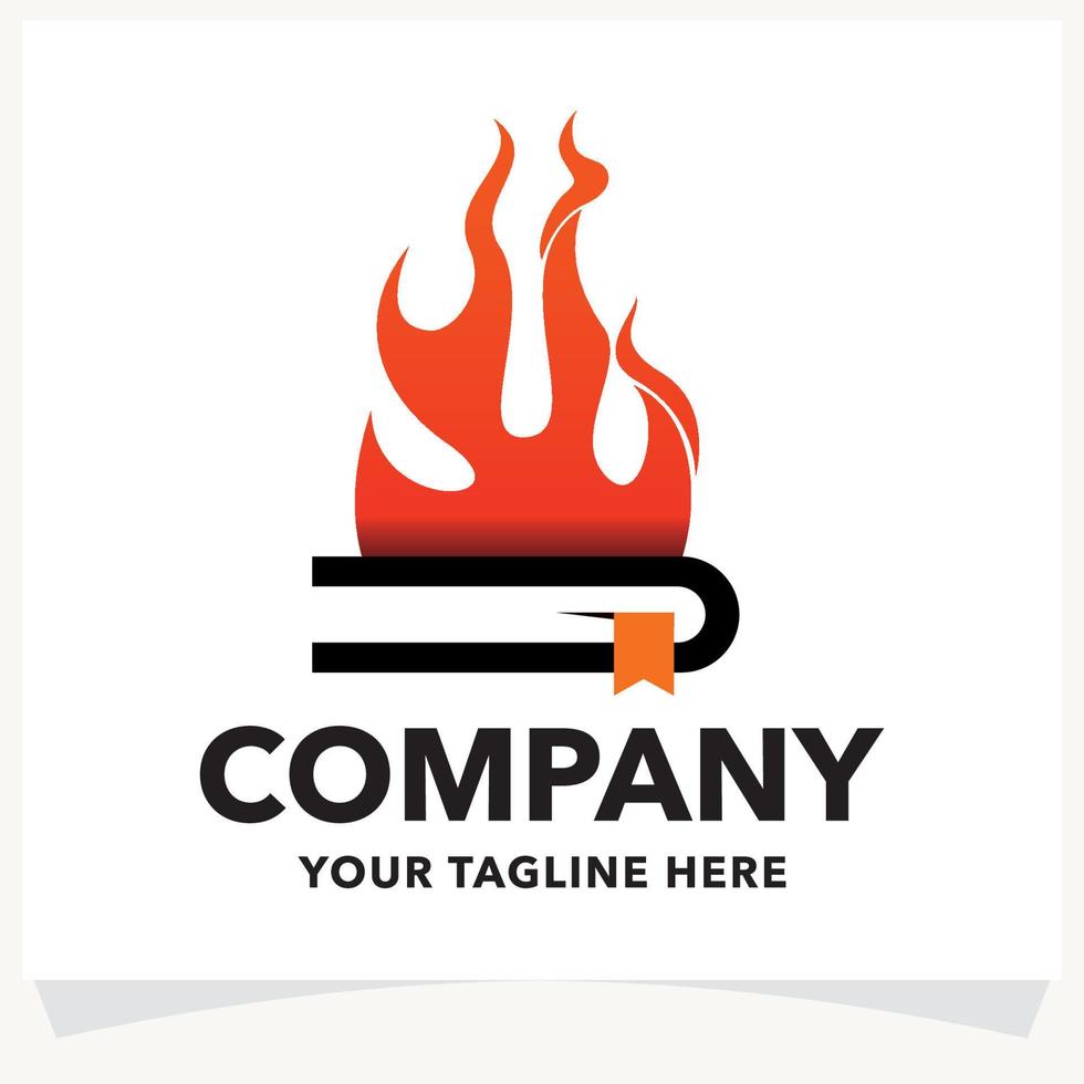 Book Fire Logo Design Template vector