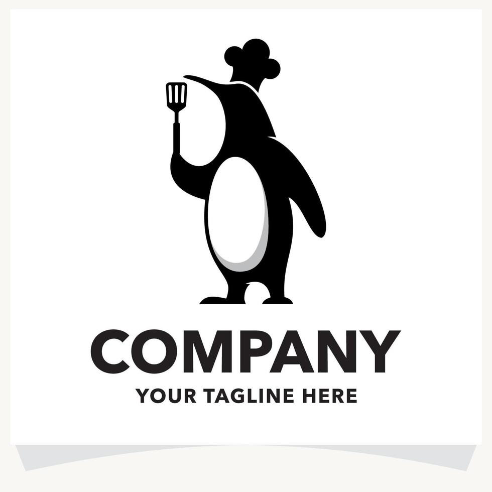 Penguin Chef Logo Design Template vector