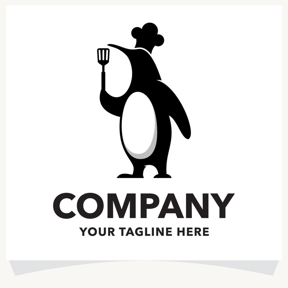 plantilla de diseño de logotipo de chef pingüino vector