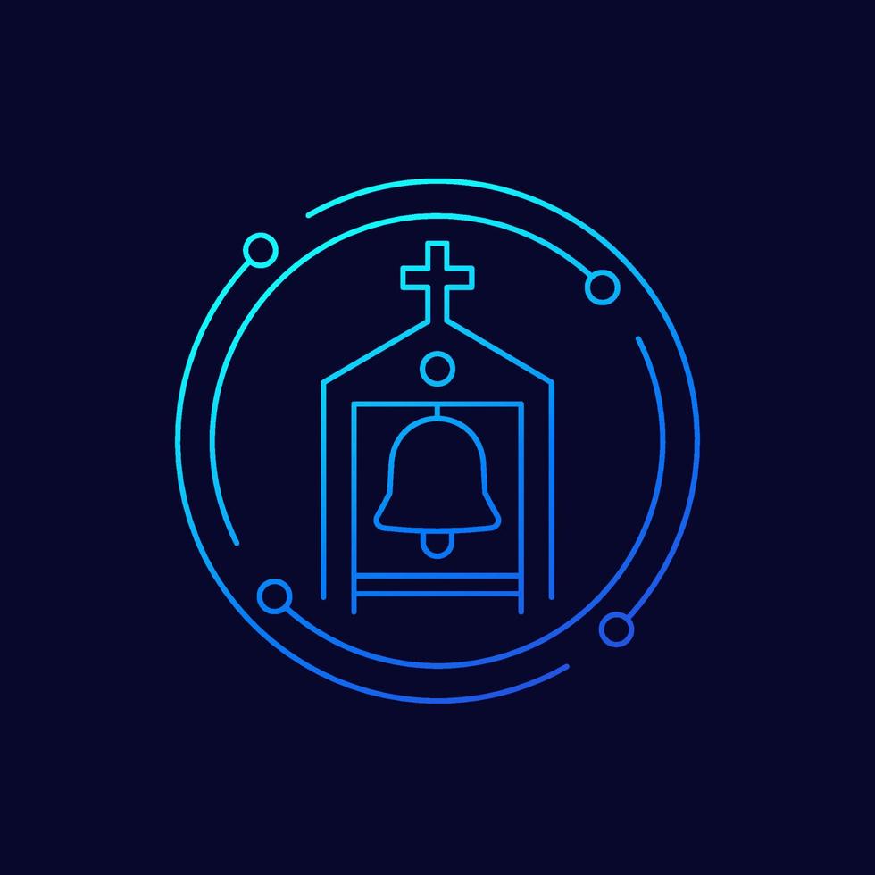 belfry, bell icon, line vector