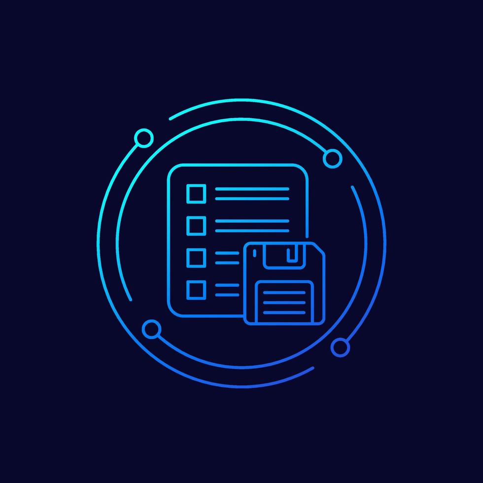 select files for backup line icon, vector