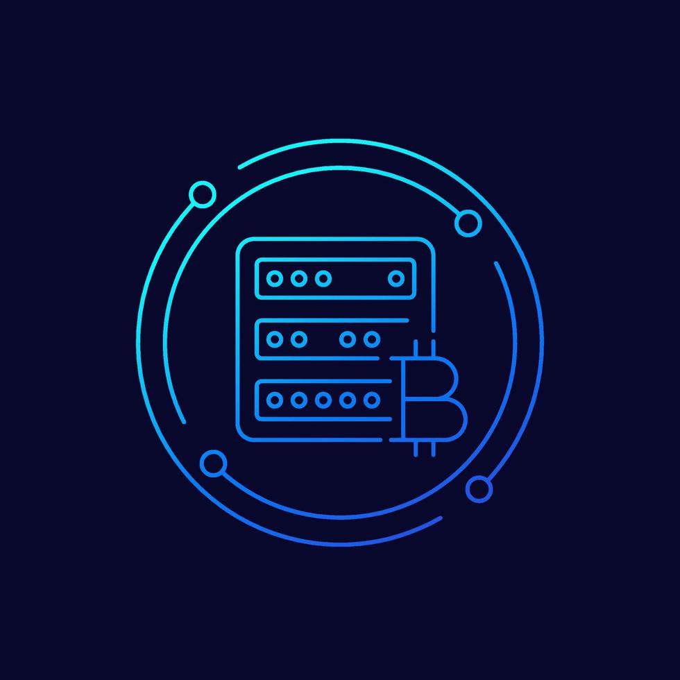 bitcoin miner line vector icon