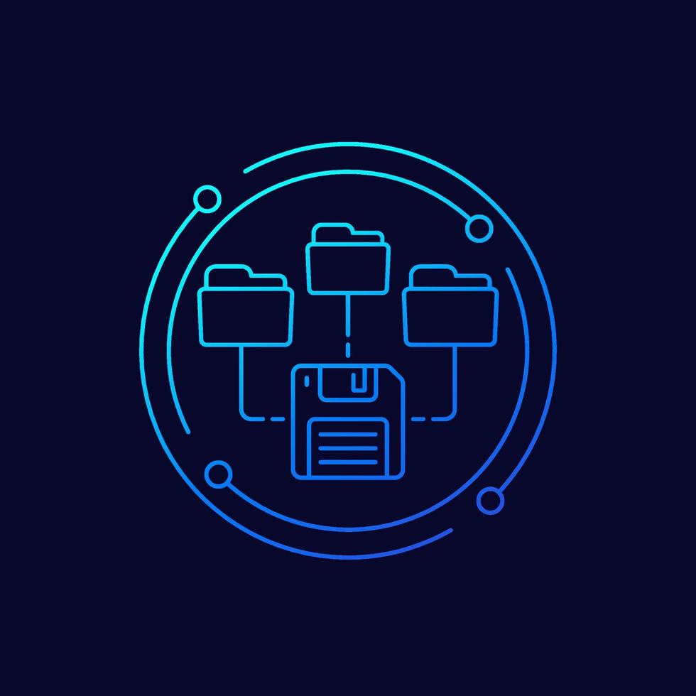 folders for backup line vector icon