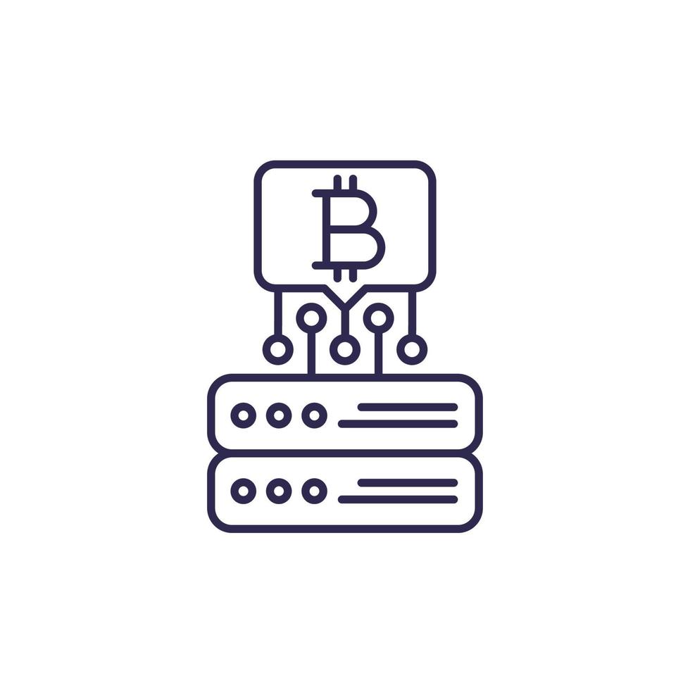 bitcoin miner line icon, vector