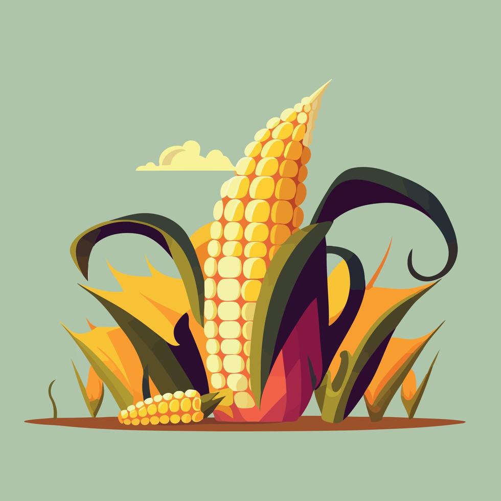 ripe corn on the cob vegetable food vector