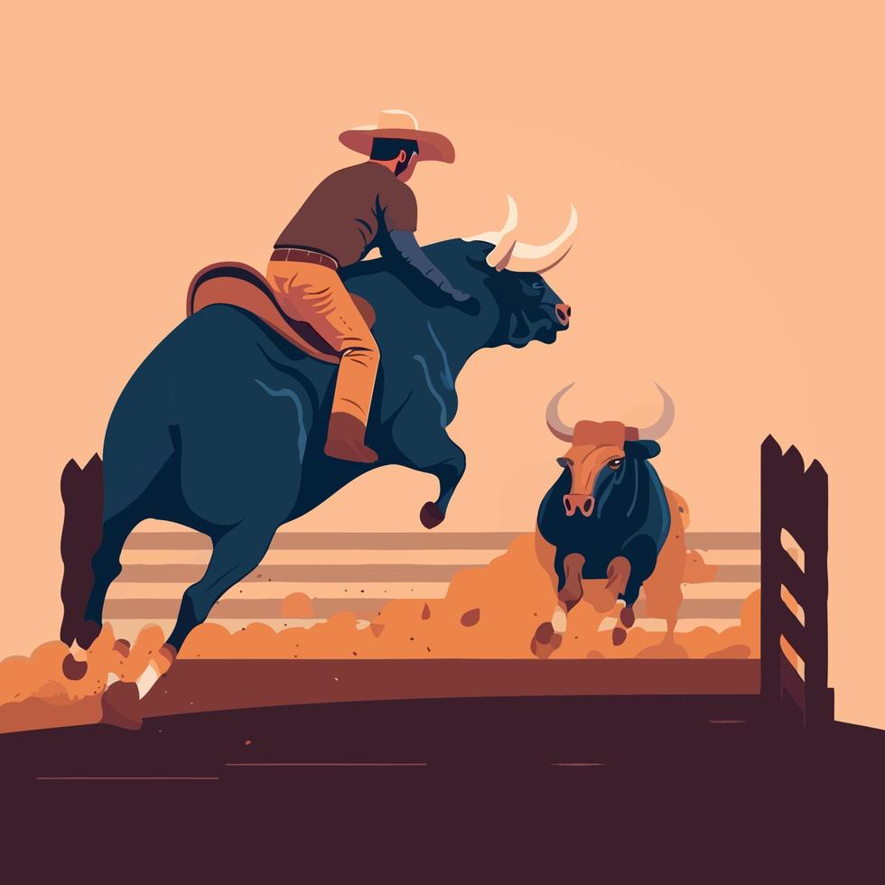 Bull Riding Cowboy vector