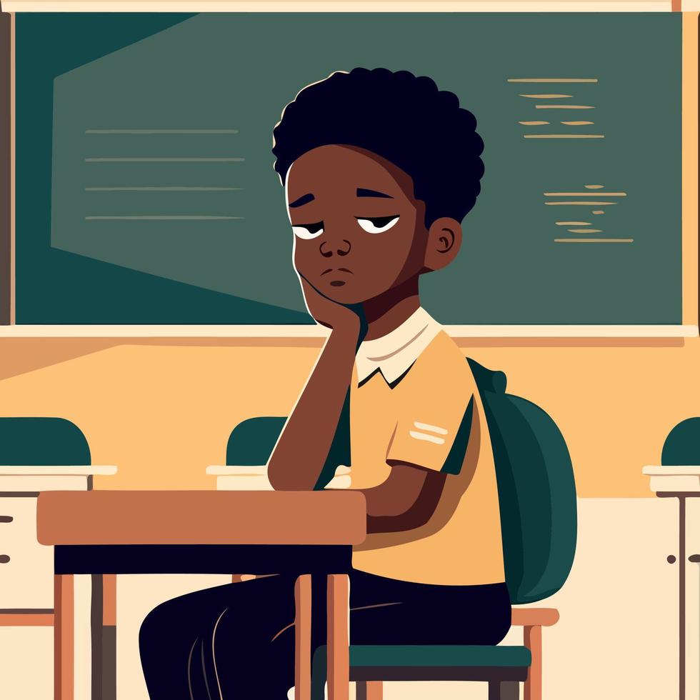 Black Student in Classroom vector