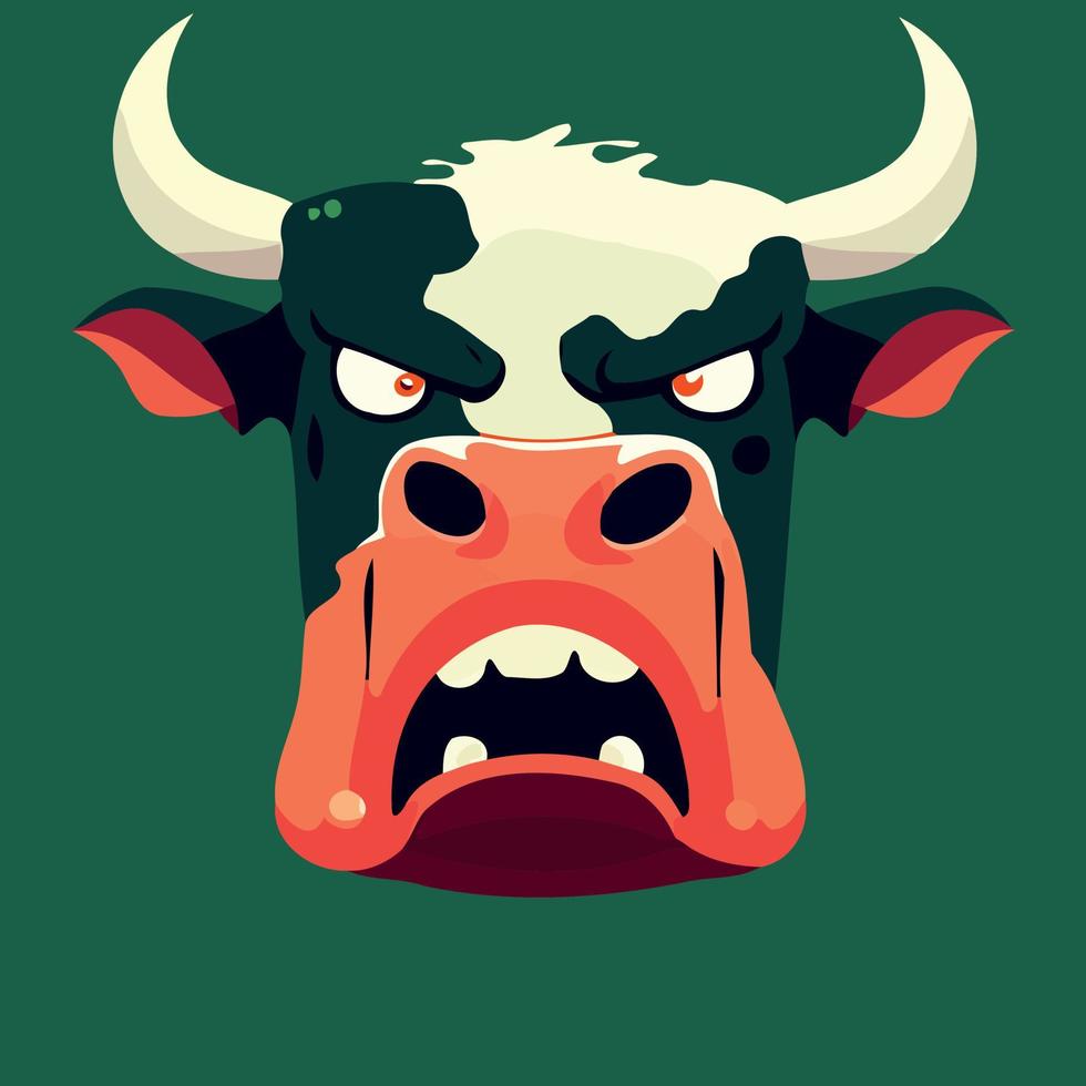 angry cow mammal animal head vector
