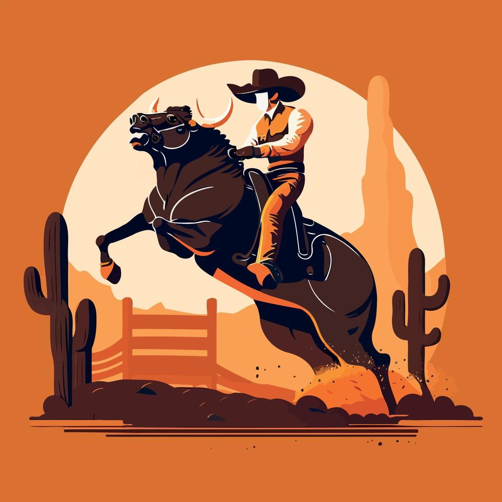 Bull Riding Cowboy vector