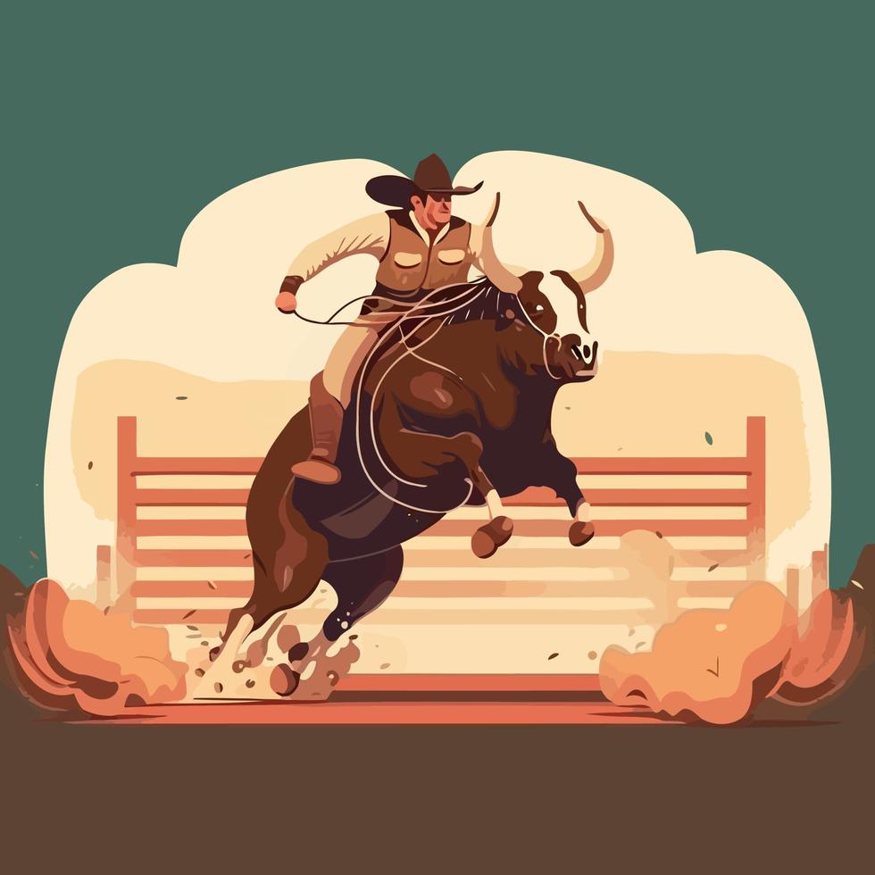 Bull Riding Cowboy vector