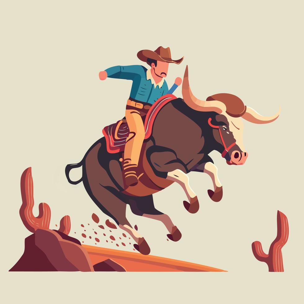 Bull Riding in Air vector