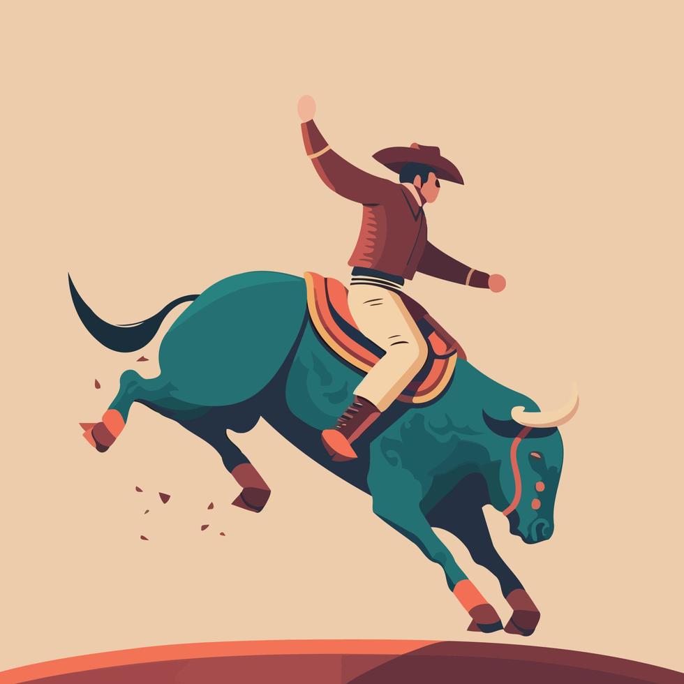 Bull Riding in Air vector